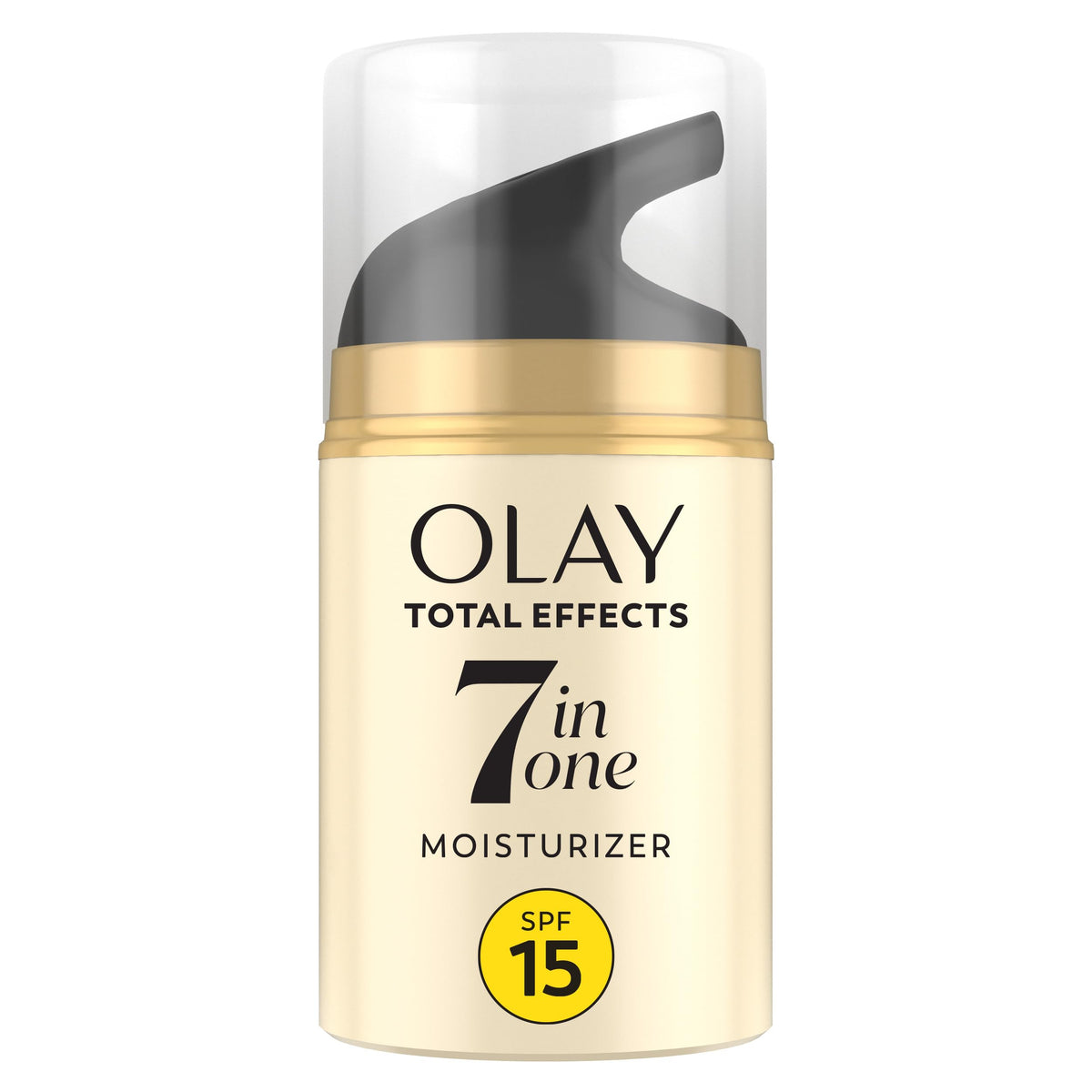 Olay Total Effects front view showing compact 1.7 oz packaging and SPF benefit