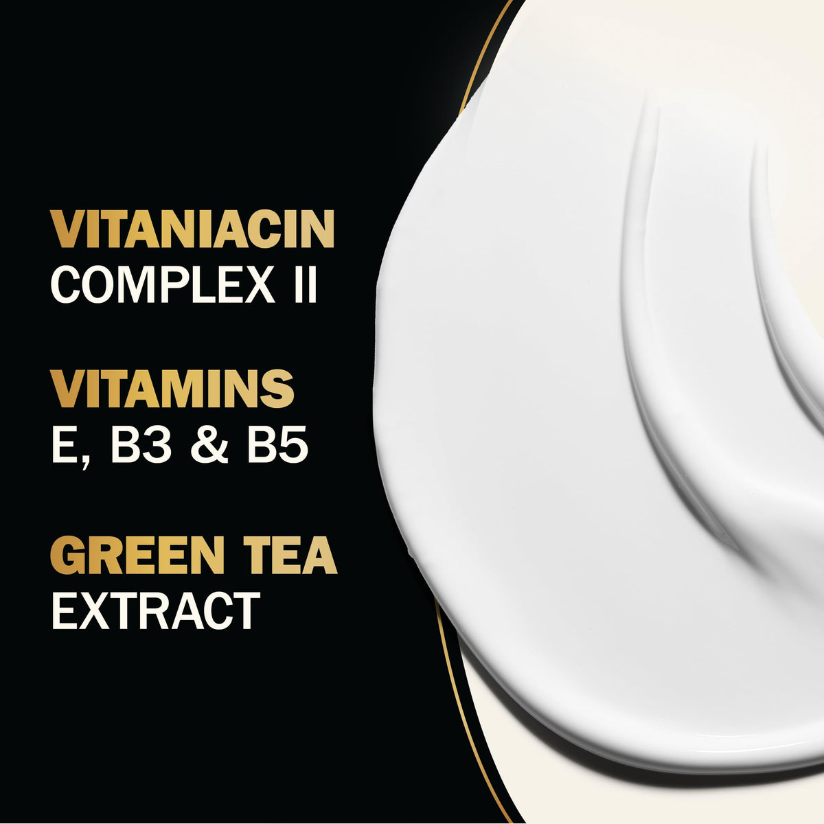 Olay label close-up emphasizing VitaNiacin Complex II and vitamin benefits