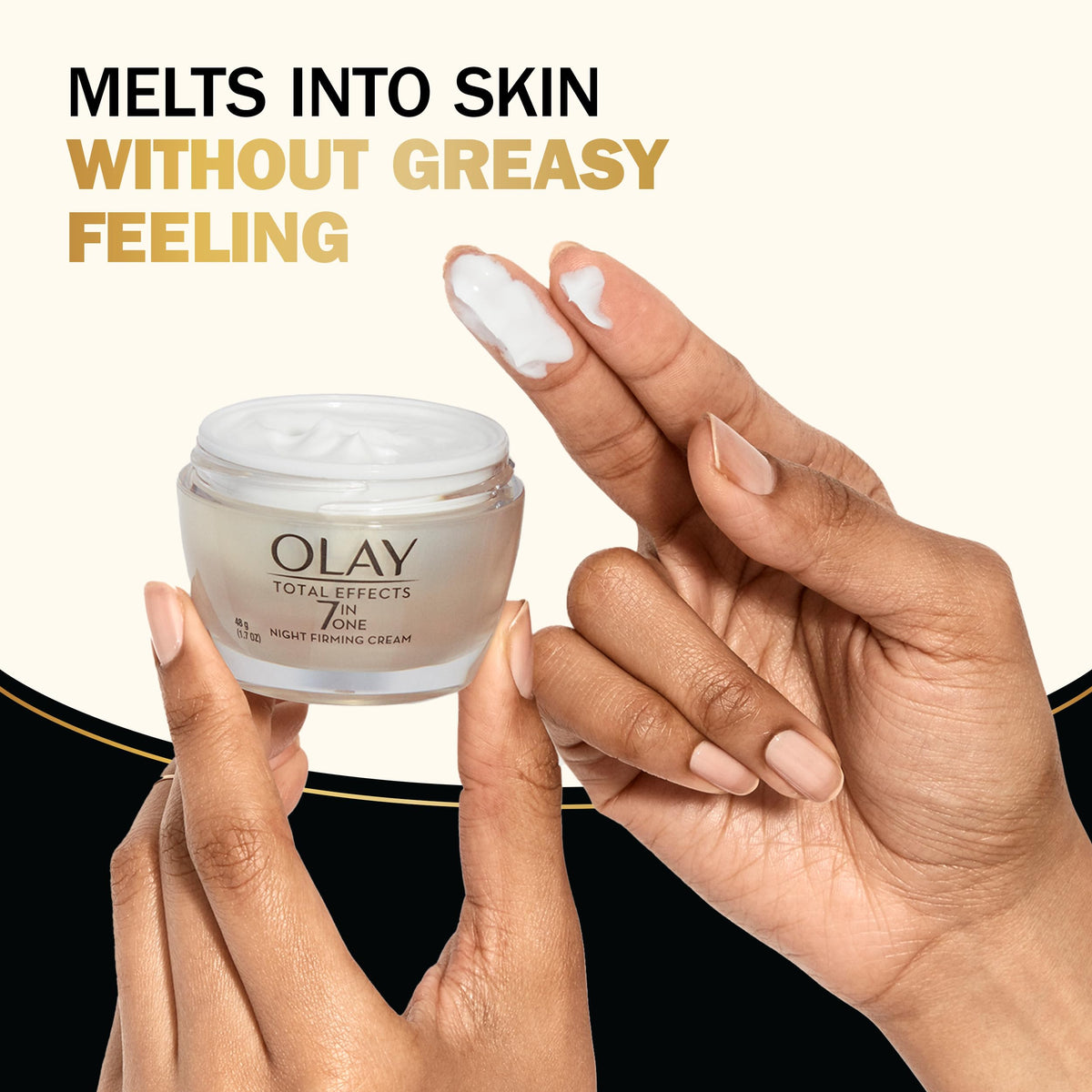 Olay Total Effects 1.7 oz jar beside ruler showing compact size for travel benefit