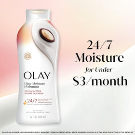 Pack of four Olay bottles boxed together emphasizing value and stock-up benefit