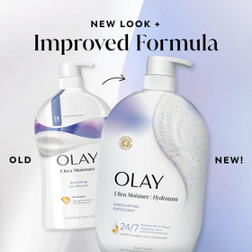 Olay body wash with lotion illustrating a two-step moisturize routine