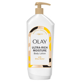 Olay front bottle showing clean packaging and 24hr moisture benefit