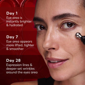 Olay application demo in morning routine reducing puffiness and brightening