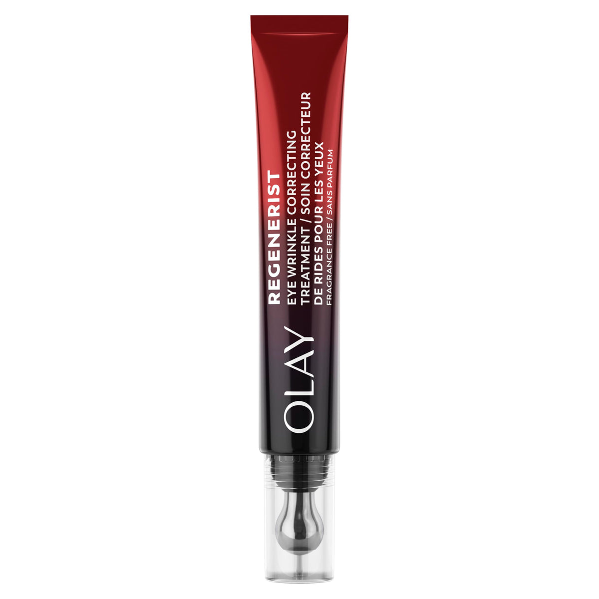 Olay front packaging showing roller cream and clear benefits