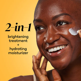 Before and after skin shots showing Olay brightening results