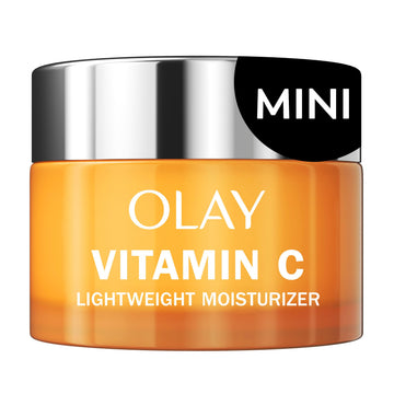 Olay jar front view showing compact trial size and brightening benefit
