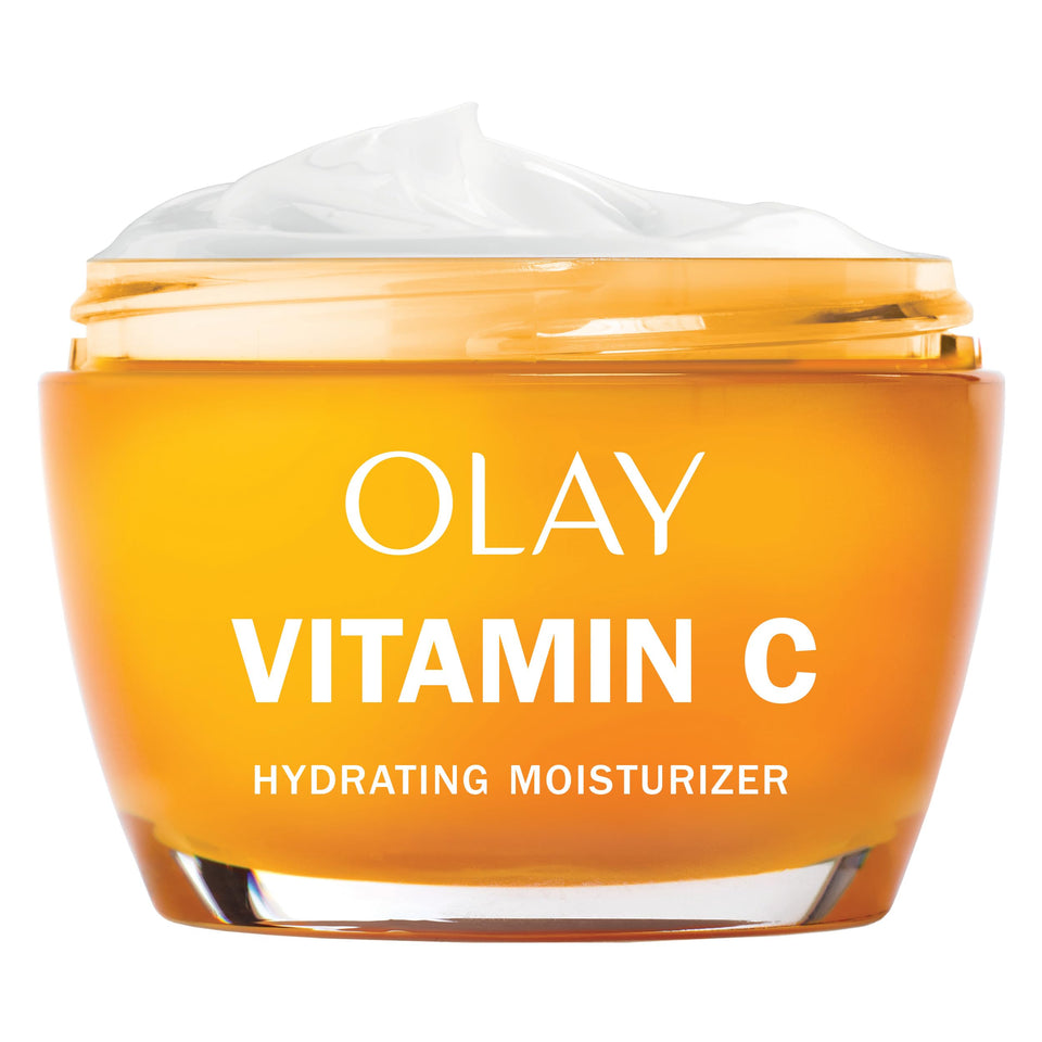 Olay jar front packaging showing brand and brightening benefit