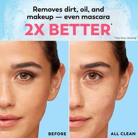 Olay cloth activated with water creating a light foam for refreshed cleansing