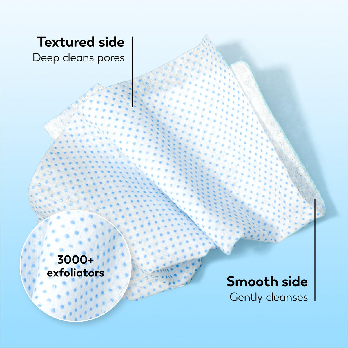 Olay wipe being used on face and neck for quick on-the-go cleanse