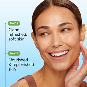 Olay wipe cleansing face and neck illustrating quick refresh and versatility
