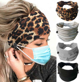 Olbye leopard headband front view showing pattern and full coverage benefit