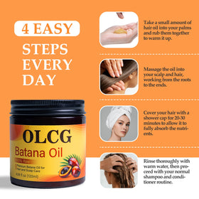 OLCG Batana oil paste massaged into scalp displaying targeted nourishment and soothing