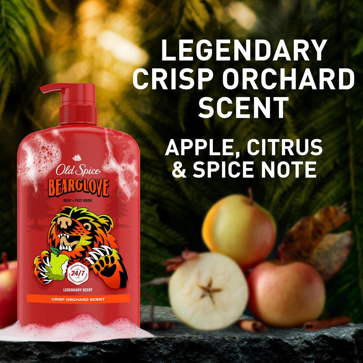 Old Spice Bearglove paired with deodorant for layered freshness