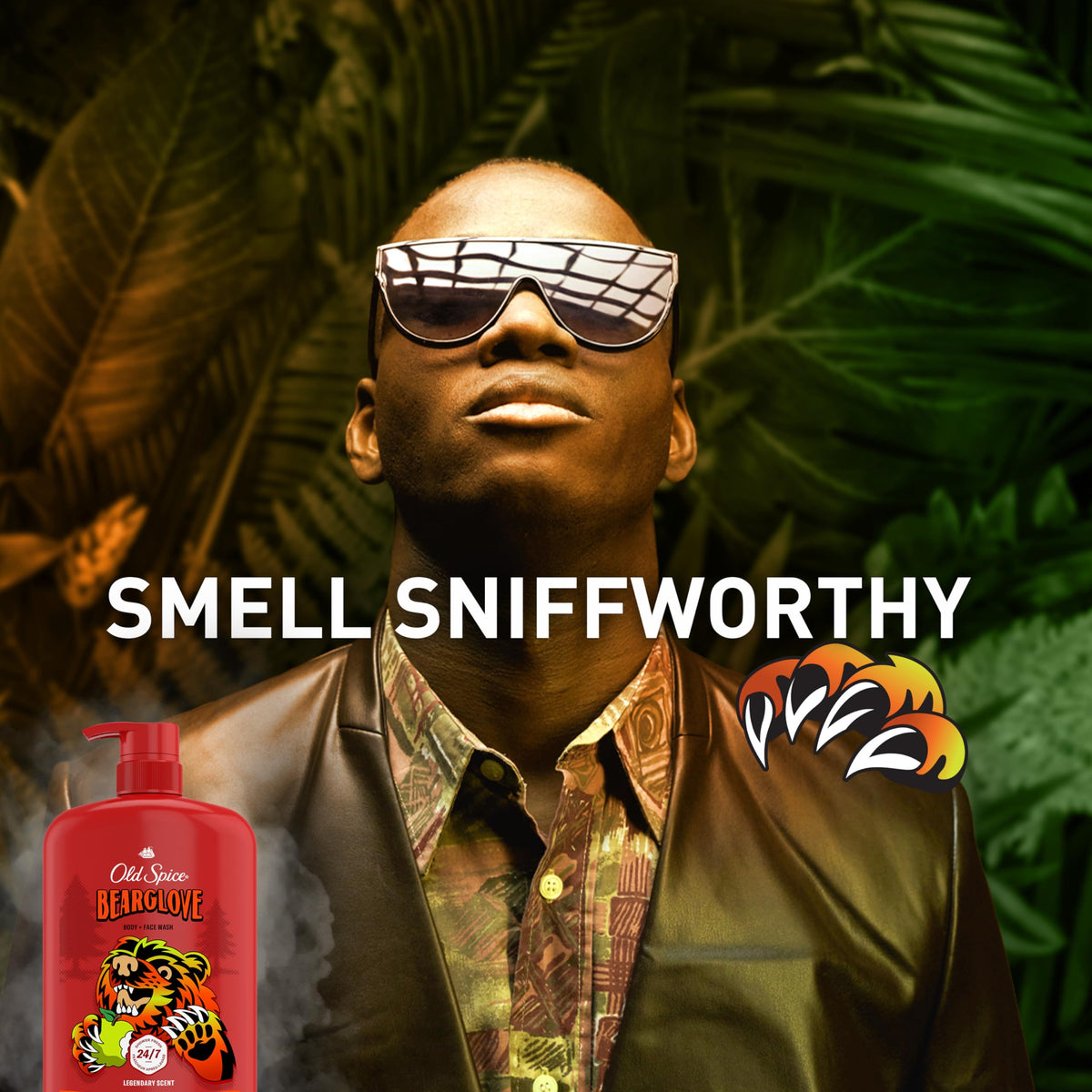 Old Spice Bearglove bottle on shower shelf for everyday use