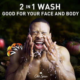 Old Spice Bearglove being dispensed into hand for quick cleaning