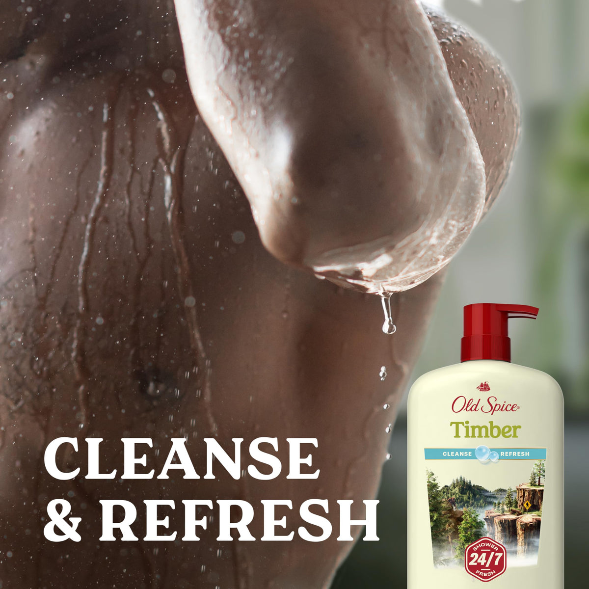 Old Spice rich lather texture demonstrating fast cleansing and dirt removal