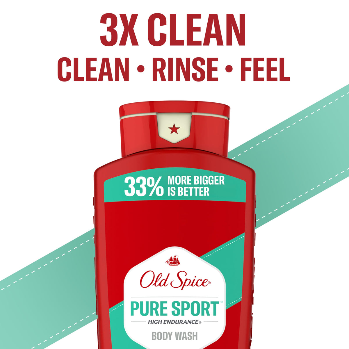 Old Spice bottle staged in shower to show usability and in-shower freshness