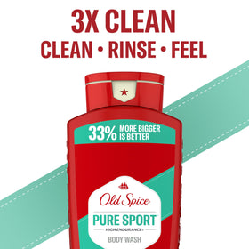 Old Spice bottle staged in shower to show usability and in-shower freshness