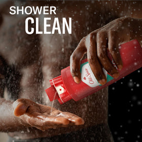 Old Spice bottle in a shower setting illustrating convenience and daily use
