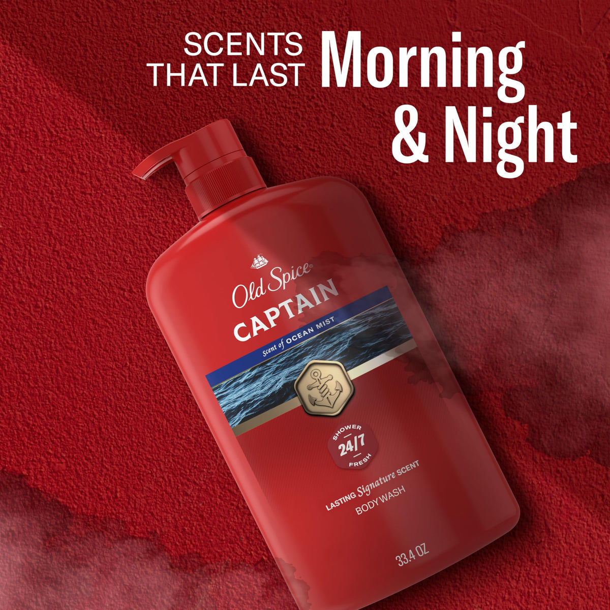 Old Spice Captain bottle cap detail showing secure closure for travel and storage benefit