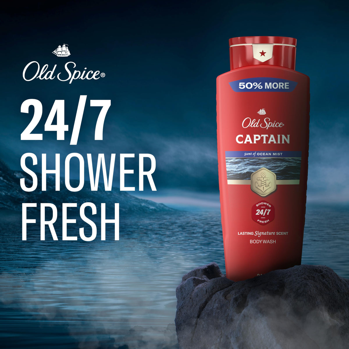 Old Spice Captain close label detail highlighting Red Collection branding