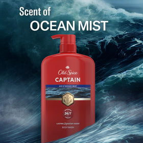 Old Spice Captain on bathroom shelf as lifestyle shot emphasizing grooming routine benefit