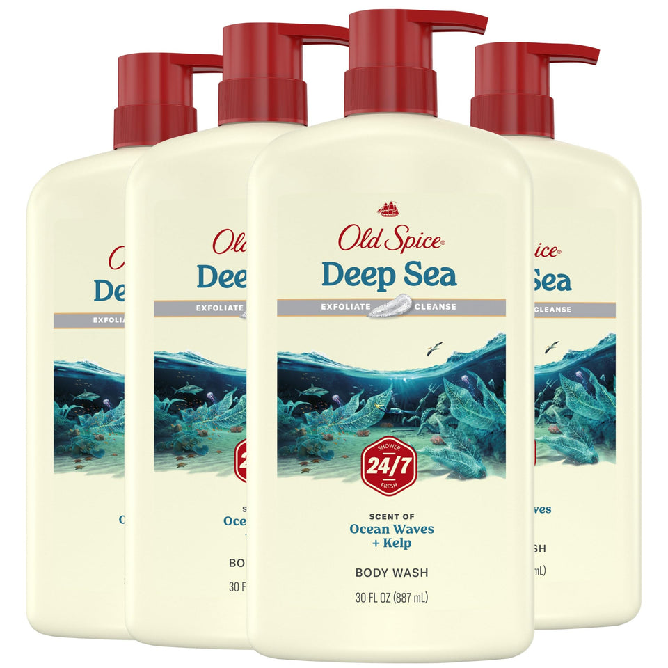 old spice front packaging showing 30 oz bottle and bold branding for convenience