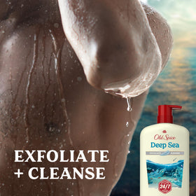 old spice bottle dispensing foam into hand illustrating efficient lathering benefit