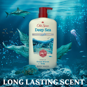 old spice ocean graphic evoking deep sea scent and refreshing aromatic benefit