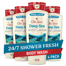 Old Spice Deep Sea front packaging showing bottle and label, promises lasting freshness