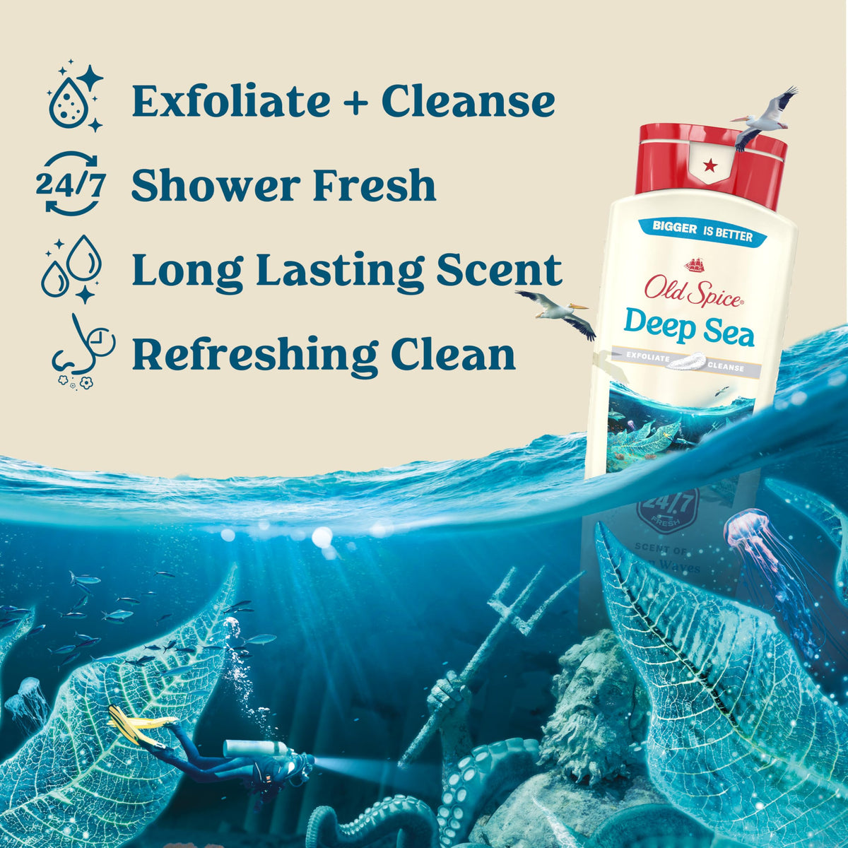 Old Spice Deep Sea side label with ingredient list visible for informed buyers