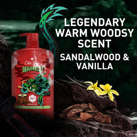 Old Spice Dragonblast bottle inside gym bag implying portable shower freshness