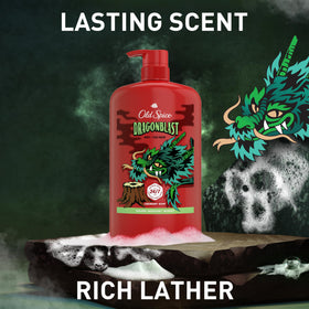 Old Spice Dragonblast scent illustration with sandalwood and vanilla notes benefit