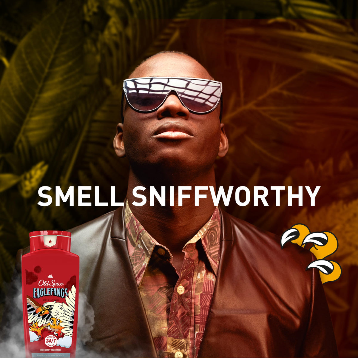 Old Spice Eaglefangs on bathroom shelf presenting ready-to-use grooming benefit