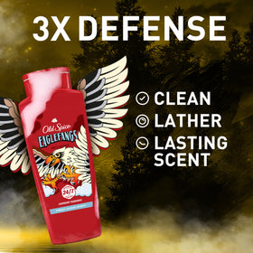Old Spice Eaglefangs label closeup highlighting Fresh Cloud scent details