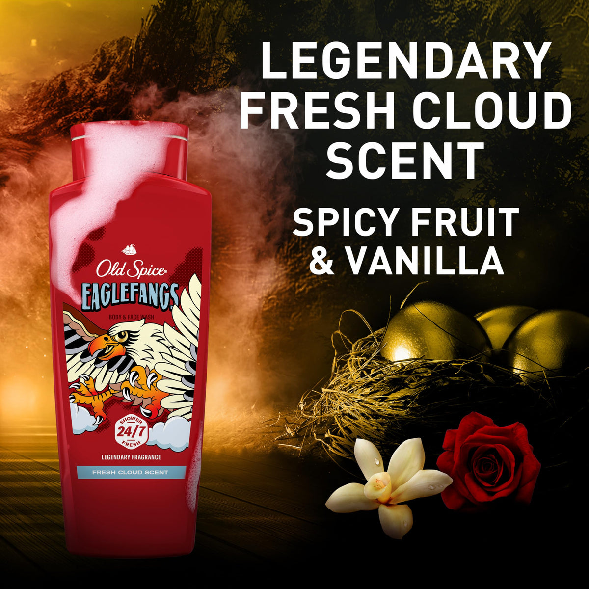 Old Spice Eaglefangs ingredient panel closeup for transparency and info benefit