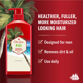 Old Spice Fiji back label displaying ingredients and usage directions clearly