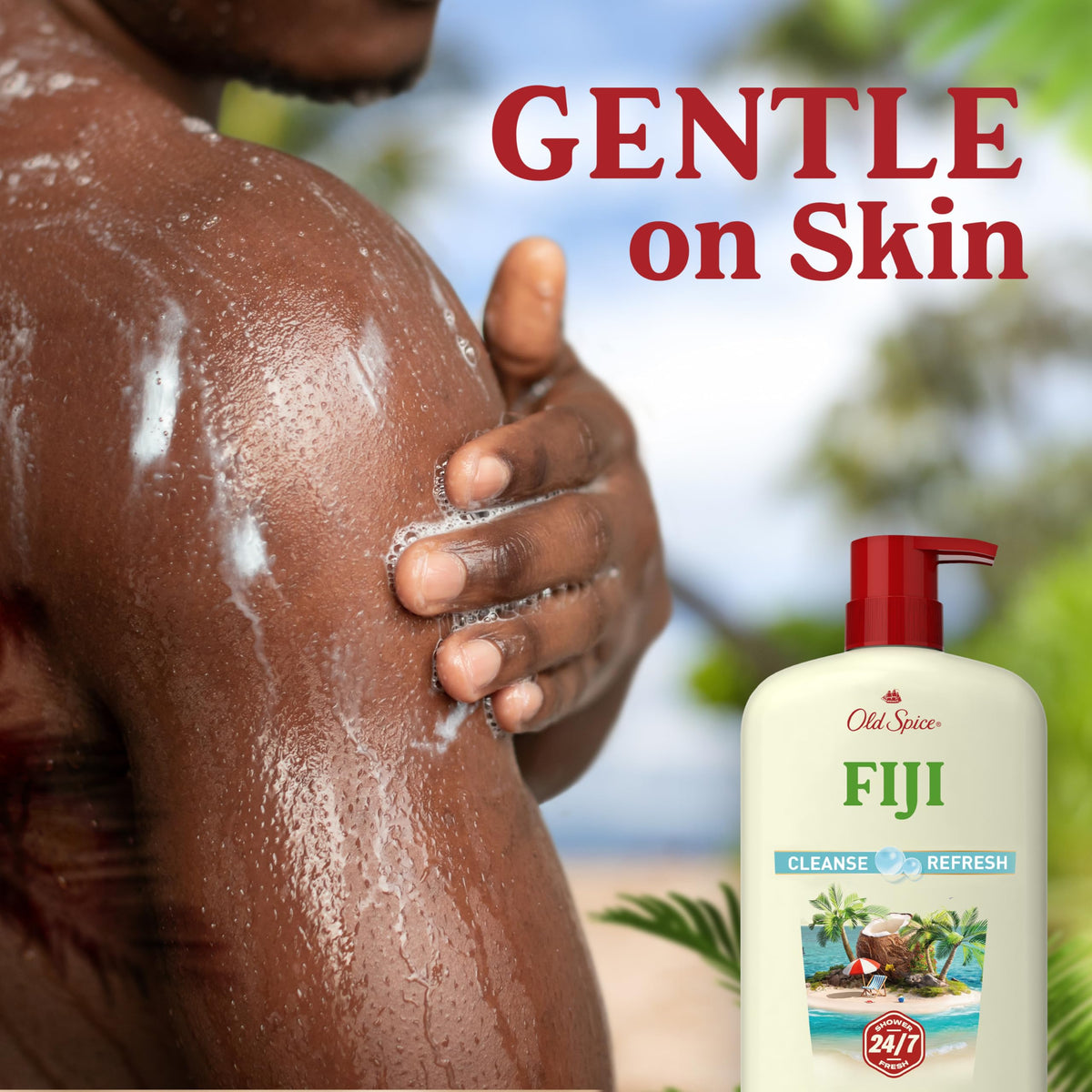Old Spice Fiji bottle size comparison illustrating large 30 oz value benefit