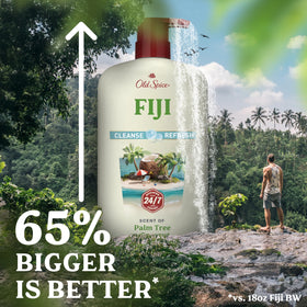 Old Spice Fiji bottles stacked storage emphasizing bulk supply convenience benefit