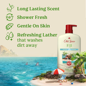 Old Spice Fiji cap open pouring body wash for controlled use