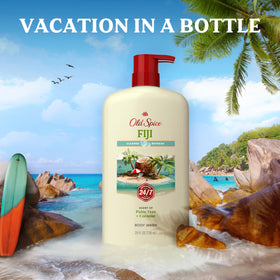 Old Spice Fiji coconut and lavender imagery conveying tropical scent