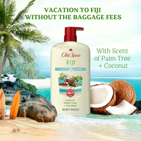 Old Spice Fiji coconut and palm styling evoking tropical aroma benefit