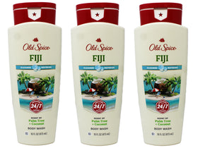 Old Spice Fiji front packaging showing three bottles and tropical branding for easy replenishment