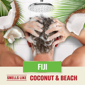 Old Spice Fiji open cap dispense droplet showing product consistency and use