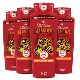 Old Spice front bottle showing Bearglove label and lasting scent benefit