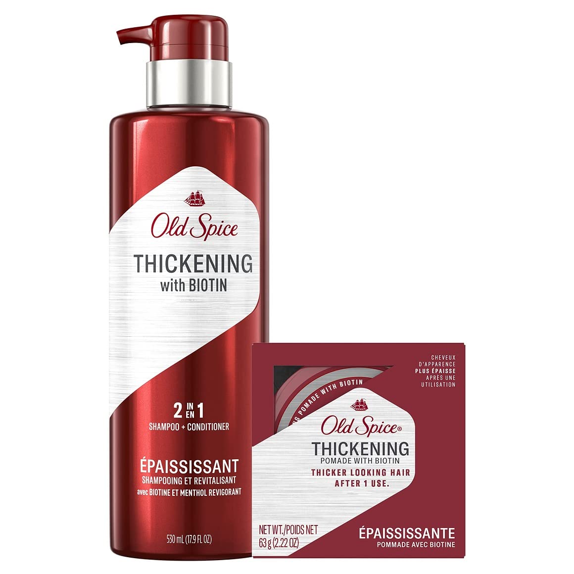 Old Spice front packaging bundle showing both bottle and pomade for effortless fullness