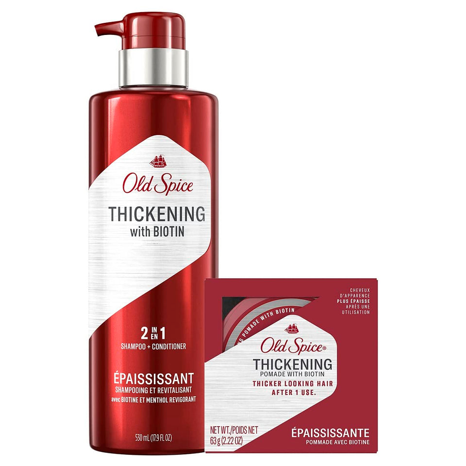 Old Spice front packaging bundle showing both bottle and pomade for effortless fullness