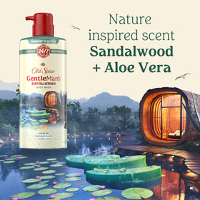 Old Spice GentleMan's back label close-up showing ingredients and paraben-free benefit