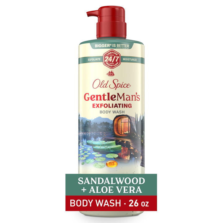 Old Spice GentleMan's front bottle view showing label and size for easy identification and benefit