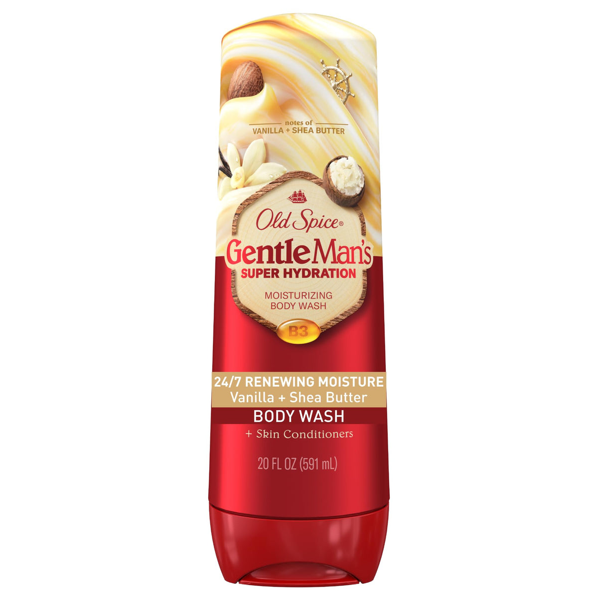 Old Spice bottle front packaging showing brand and hydrating claim